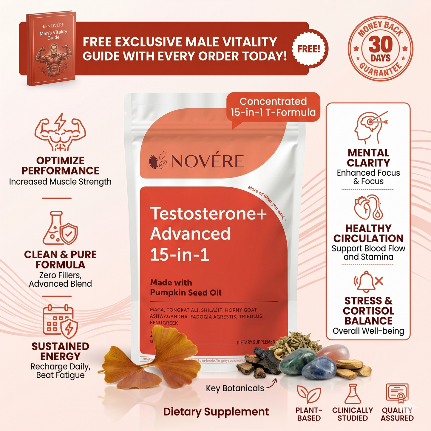 Novere Testosterone+ Advanced | 15-in-1 Complex
